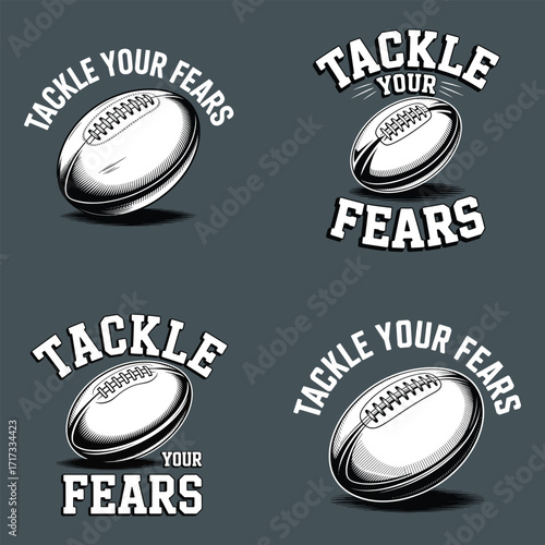 Rugby ball text design graphic illustration