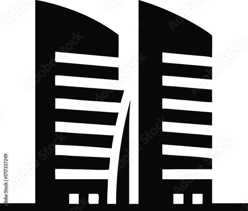 Modern twin skyscrapers silhouette icon business architecture symbol architectural design vector