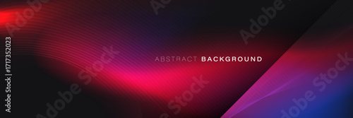 Red, blue minimalist abstract background with wavy lines, light. Futuristic hi technology concept