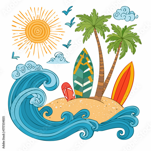 vector illustration of a tropical island