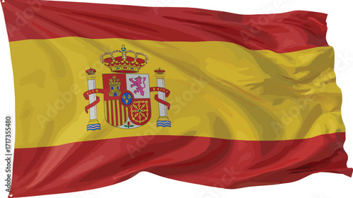 Waving spanish flag national symbol patriotism travel tourism spain europe vector