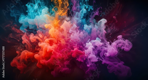 Vibrant Colorful Smoke Explosion Abstract Background Art