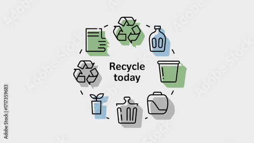 Recycling symbols vector illustration for eco friendly lifestyle and sustainable environment awareness campaign