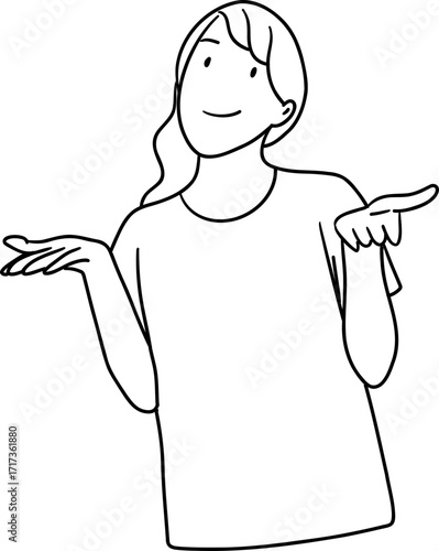 illustration of woman gesturing why outline