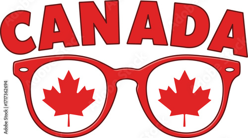 Canada maple leaf glasses fun patriotic design vector