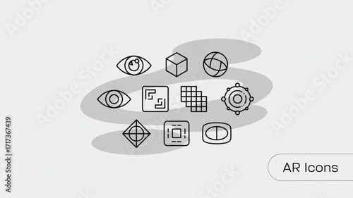 Augmented reality ar icons set vector design for apps and ui ux interface development and creative projects