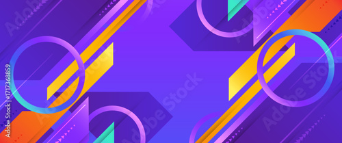 Modern and Dynamic Background with Colorful Geometric Shapes. Suitable for Sports, Music, Kids Program or Other Event Banner Design