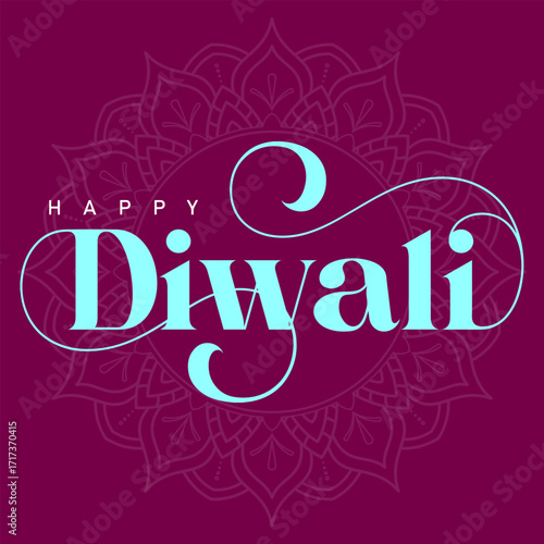 Happy Diwali Typography Design Bold Calligraphy Greeting