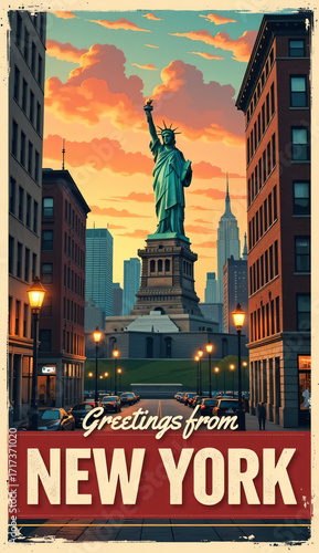 postcard design new york city illustration