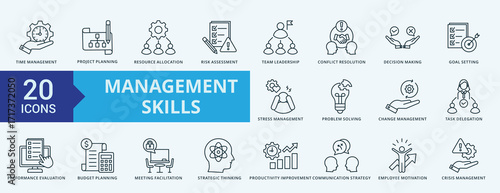 Management Skills Icon Set Illustration Vector
