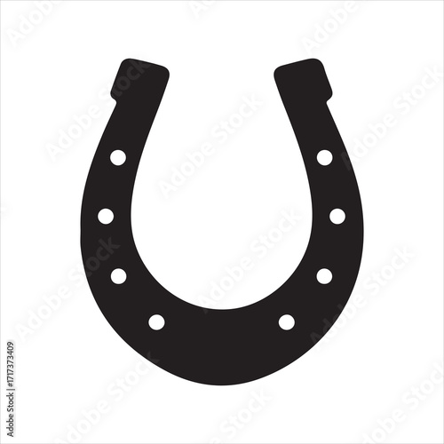 lucky horseshoe silhouette vector art illustration on white background