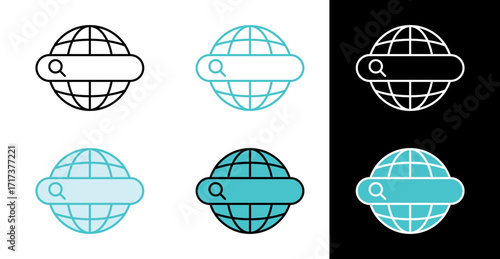 Worldwide web browser symbol icon in line and fill style