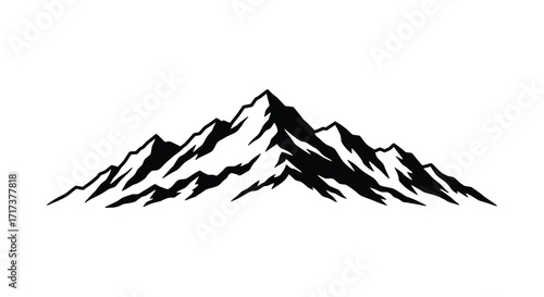 A simple black and white illustration of a jagged mountain range