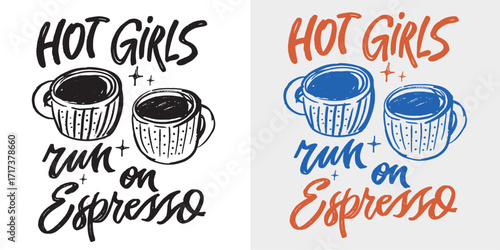 Trendy hand drawn doodle lettering quote about coffee. Lettering for t-shirt design, mug print, bag print, clothes fashion. 100% hand drawn vector image.