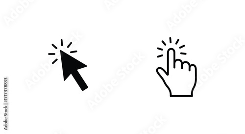 Two distinct hand cursors displayed in simple black and white outlines