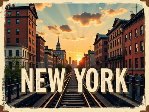 postcard design new york city illustration