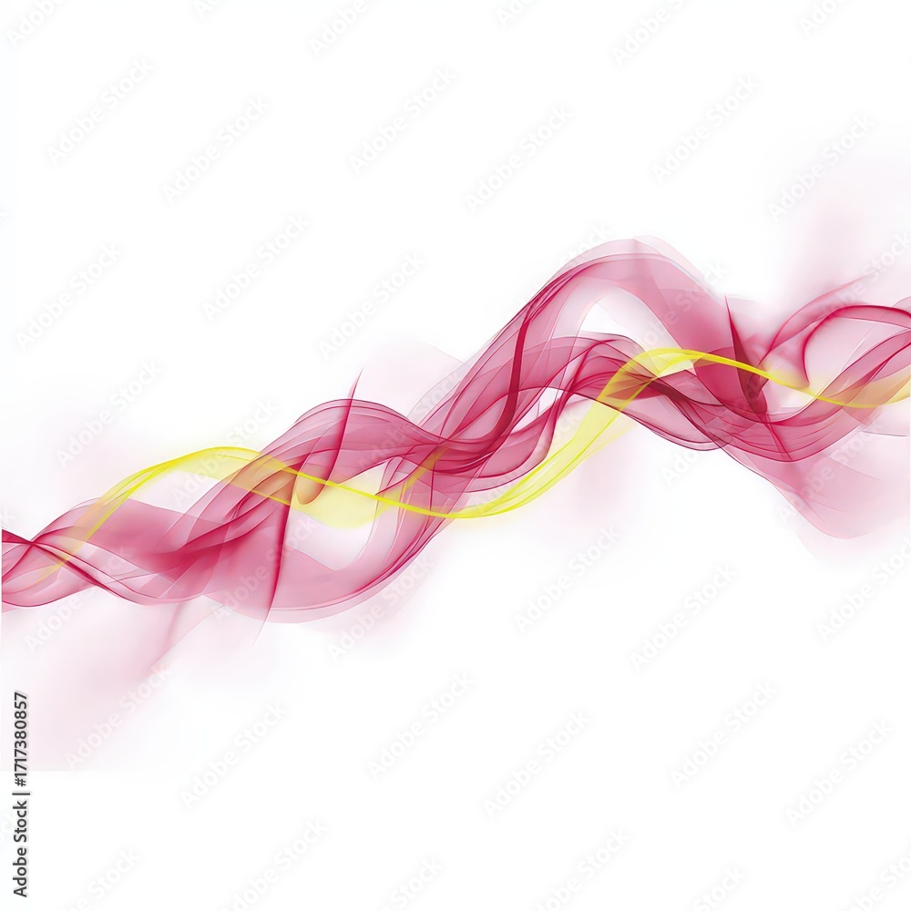 Naklejka premium A vibrant abstract illustration featuring flowing waves of red and yellow over a white background, ideal for backgrounds, website designs, or creative projects needing colorful visual elements,
