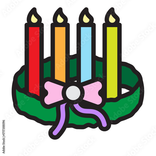 Advent Wreath Vector Filled Icon Design