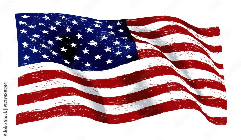 Fototapeta premium American Flag Displayed with a Unique Gray Texture Creating a Striking Visual Contrast Symbolizing Patriotism and National Identity in Artistic Form