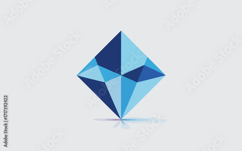 Abstract Geometric Diamond Illustration with Blue Tones and Modern Design Aesthetic for Digital Art and Branding Solutions