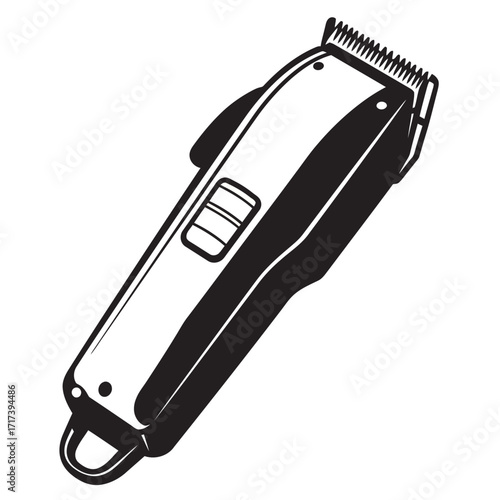 black and white silhouette of a hair clipper vector on a white background