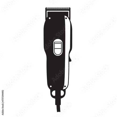 black and white silhouette of a hair clipper vector on a white background
