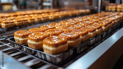 Baked goods on conveyor belt