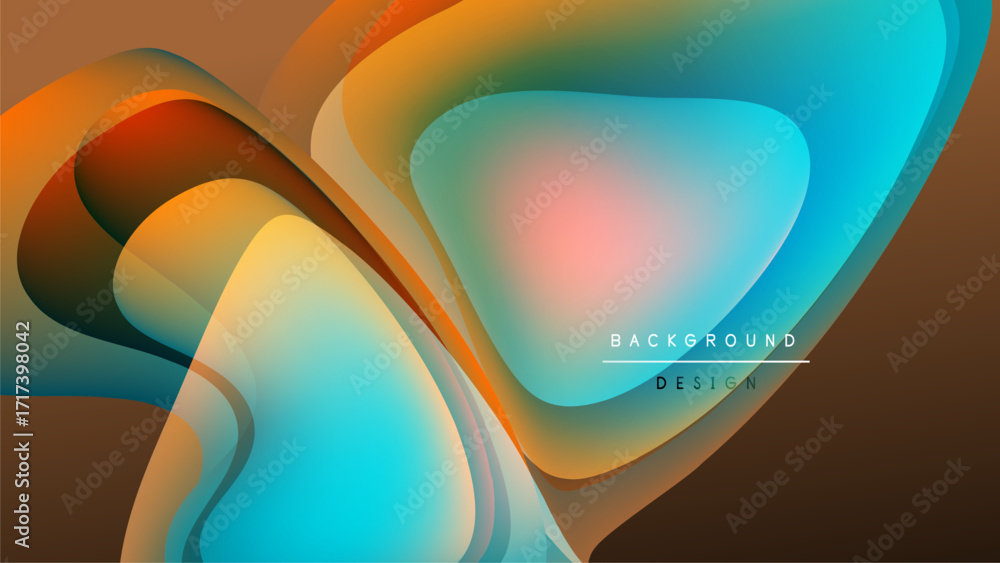 Fotografie Abstract fluid shapes overlap, creating vibrant color gradients