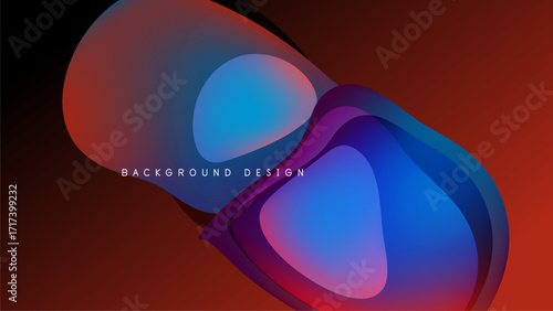 Abstract design features layered shapes, vibrant colors. Gradient transitions create dynamic visual effect. Modern, sleek presentation.