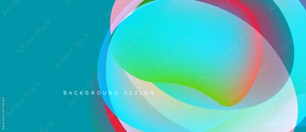 Foto Abstract colorful shapes overlap, creating vibrant visual effect