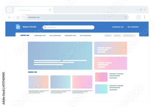 News portal homepage displayed on a web browser UI user interface simplified layout with headlines and articles online media journalism information platforms and digital news websites