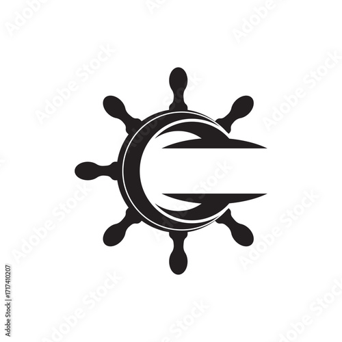 ship steering for sailing logo vector icon illustration template design