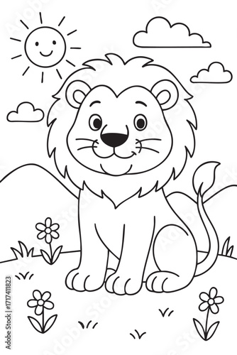 Lion Coloring Page for Kids