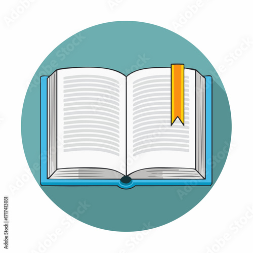 An open book with a bookmark, representing knowledge, learning, and the joy of reading, ideal for educational or literary themes