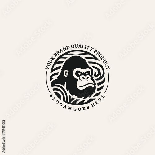 Monkey logo vector vintage template design