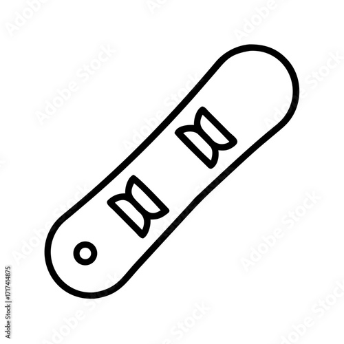 Snowboard with bindings in minimalist line art style for winter sports  