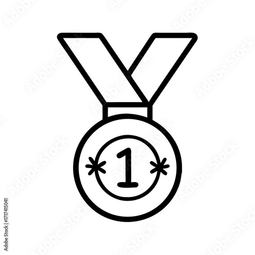 Line art illustration of first place medal for Winter Sports  