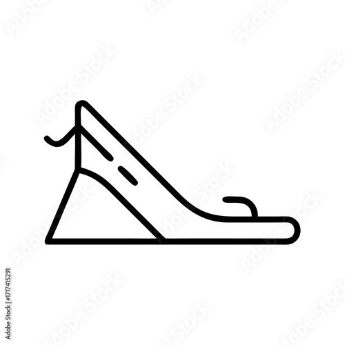 Ski jump ramp illustration in minimalist line art style  