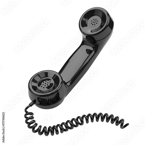 Classic Black Telephone Handset: Vintage Communication Device