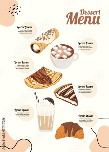Delicious Dessert Menu with Hand-Drawn Illustrations