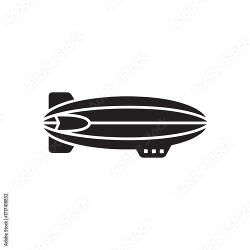 Flat Vector Blimp Icon Design on White Background
