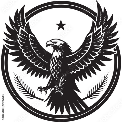 A majestic eagle soars with wings spread wide, a symbol of freedom and power isolated on white background