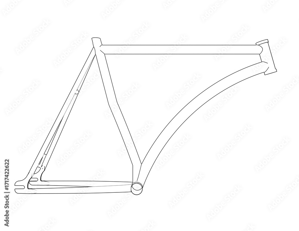 Fototapeta premium Bicycle Frame Schematic Diagram - Industrial Design and Prototype Model. Geometric Wireframe Outline Illustration for Vehicle Chassis Engineering, Manufacturing Process, and Future Design Concepts.