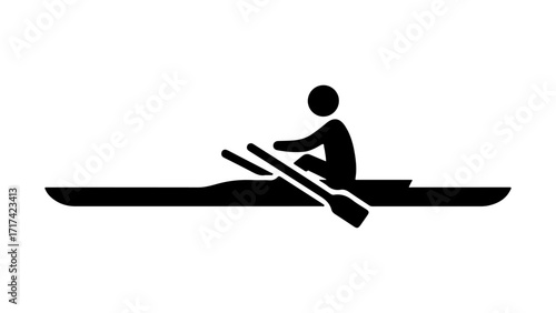 Minimalist Black Flat Vector Rowing Sport Icon