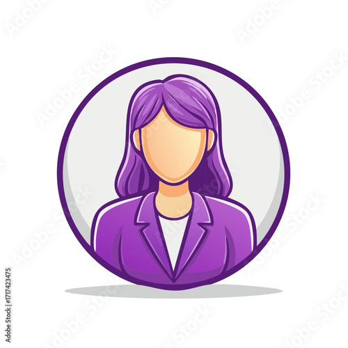 Professional woman avatar icon business profile vector illustration with purple hair