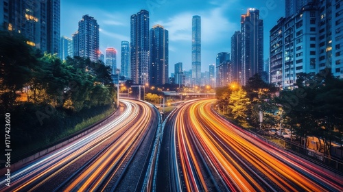 fast moving train lights