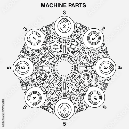 Intricate Machine Parts Mandala Mechanical Engineering Design