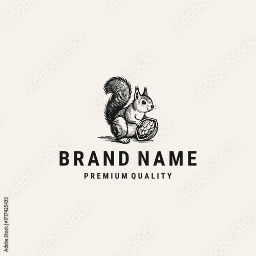 Squirrel nuts logo vector hipster vintage template design