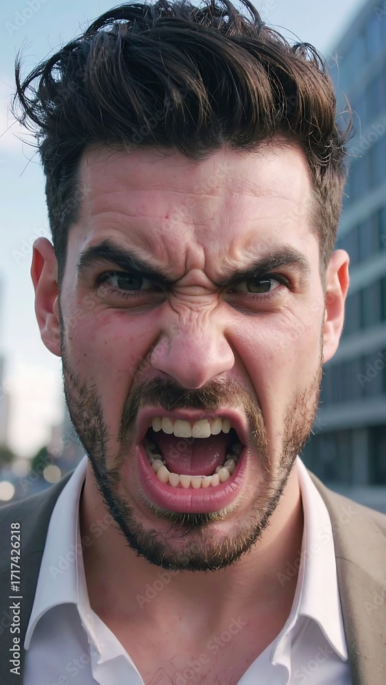 Fototapeta premium Close-up of a man with an angry expression