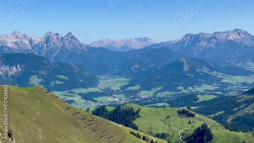 Panoramic view of the Alps around Kitzbuehel, Tirol, Austria